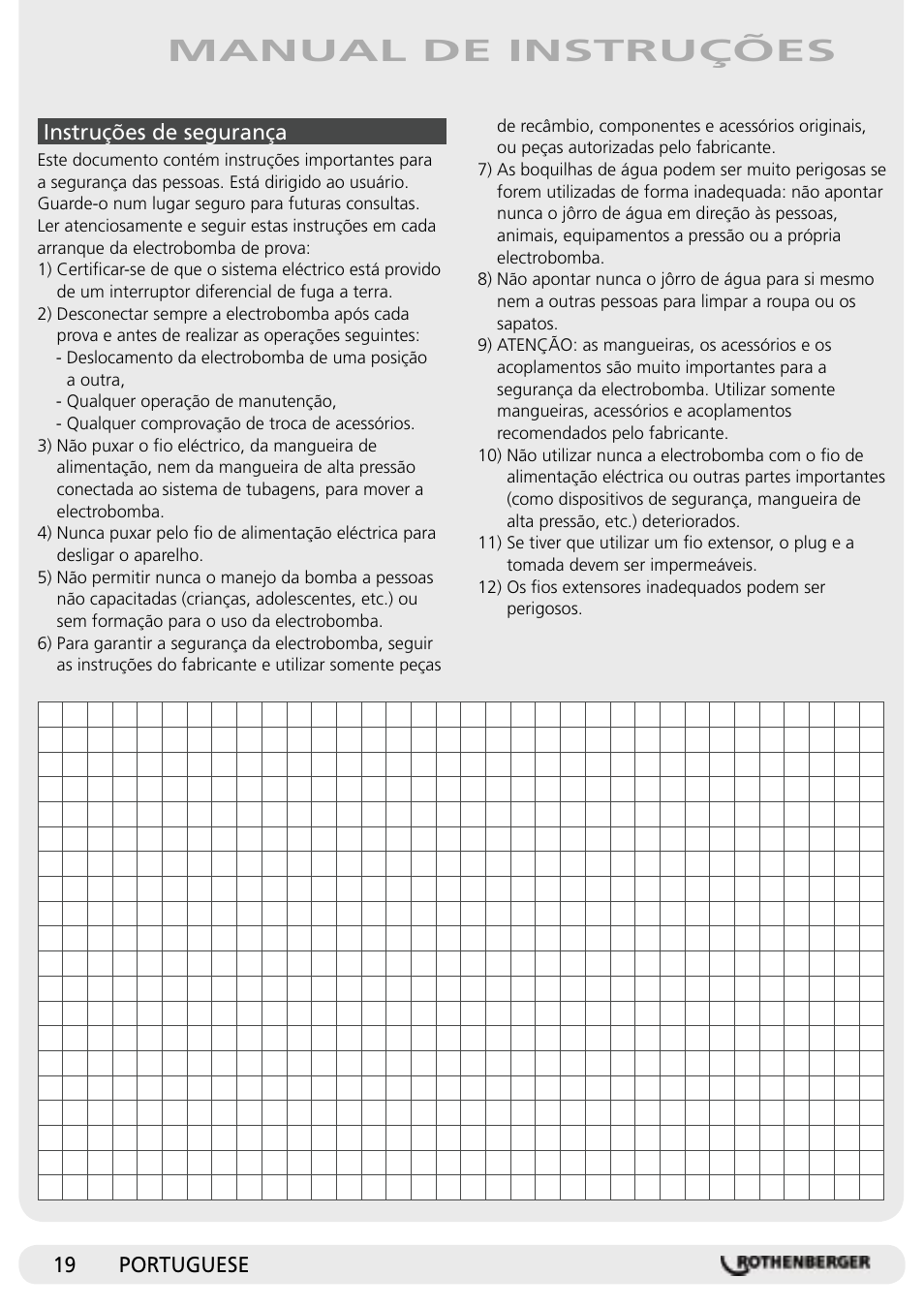 Manual de instruções | ROTHENBERGER RP Pro II User Manual | Page 20 / 36