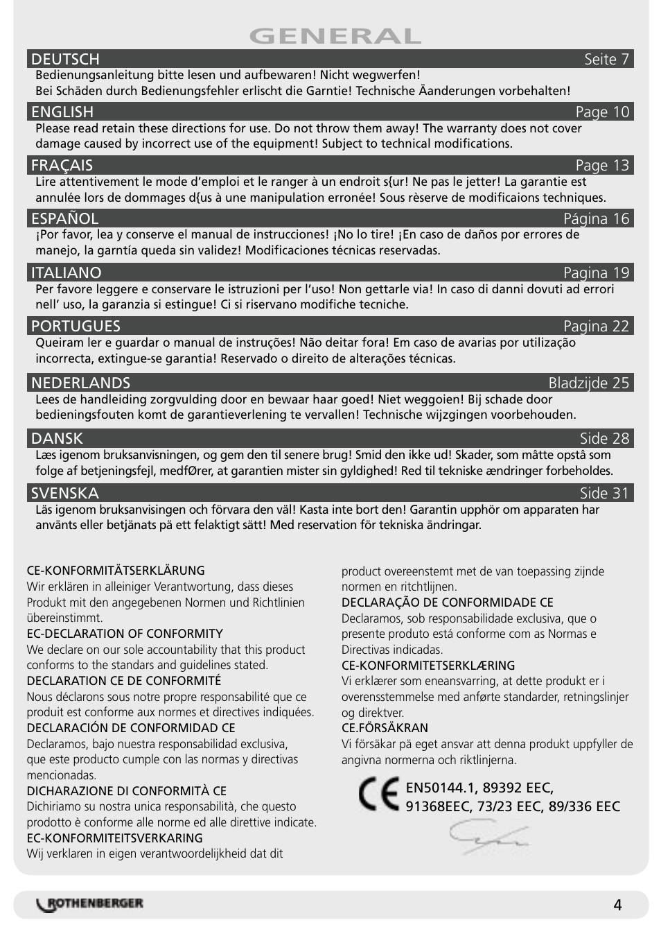 General | ROTHENBERGER RP Pro II User Manual | Page 5 / 36