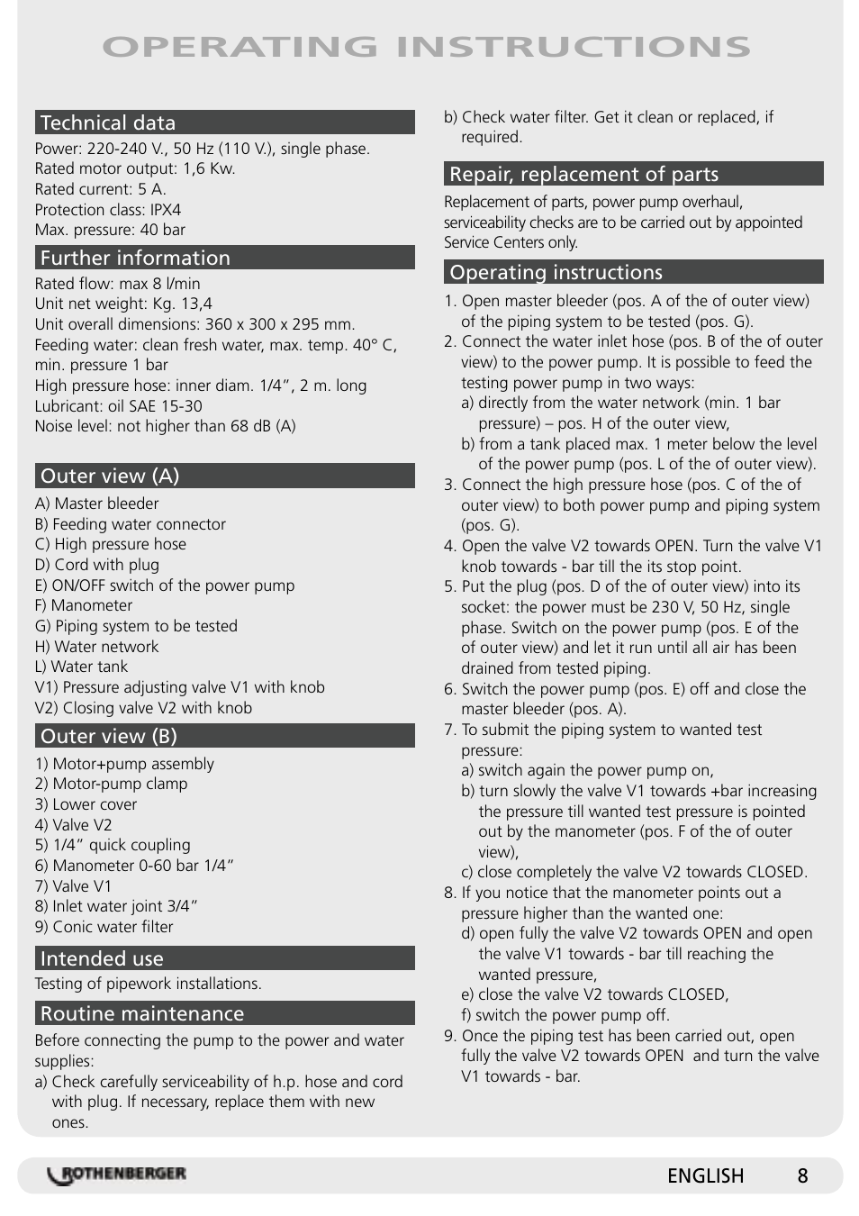 Operating instructions | ROTHENBERGER RP Pro II User Manual | Page 9 / 36