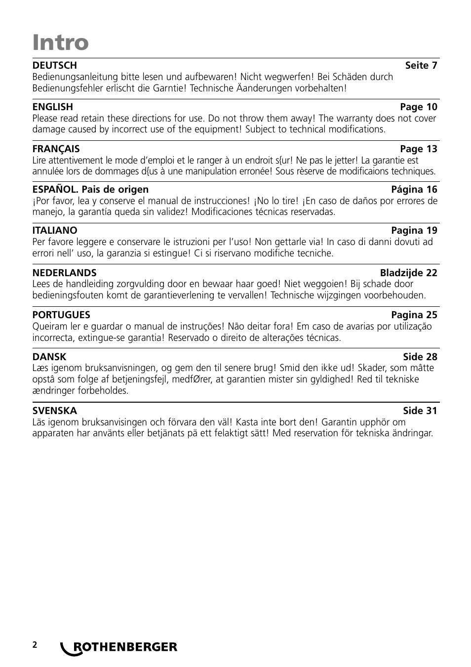 Intro | ROTHENBERGER RP PRO III User Manual | Page 2 / 36