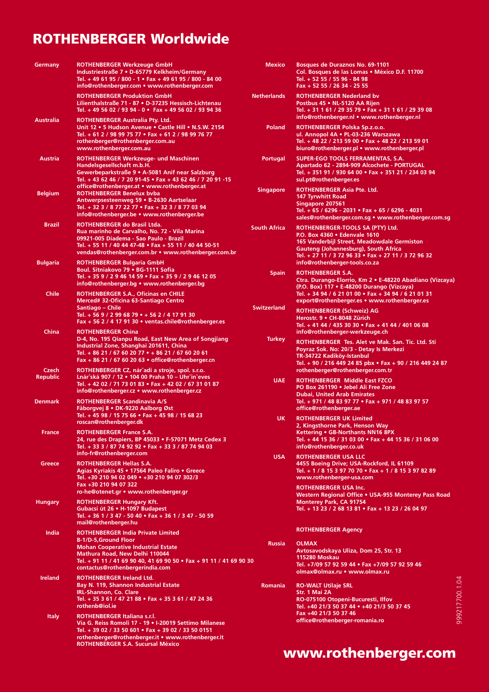 Rothenberger worldwide | ROTHENBERGER RP PRO III User Manual | Page 36 / 36