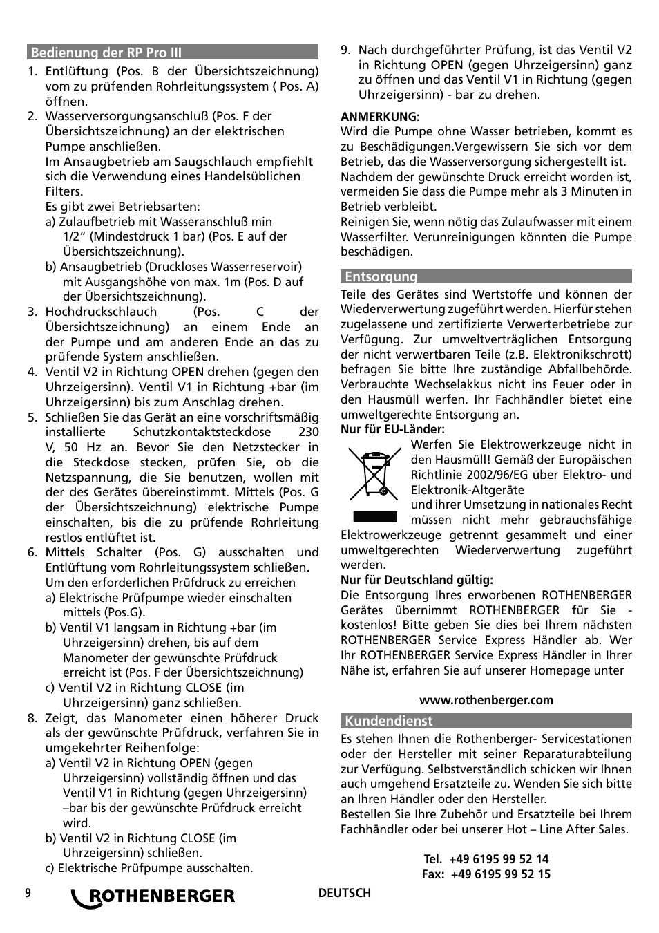 ROTHENBERGER RP PRO III User Manual | Page 9 / 36