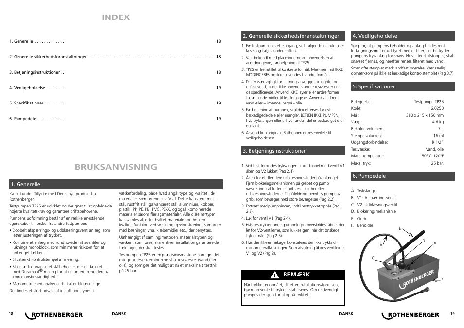 Bruksanvisning index | ROTHENBERGER TP 25 User Manual | Page 10 / 13