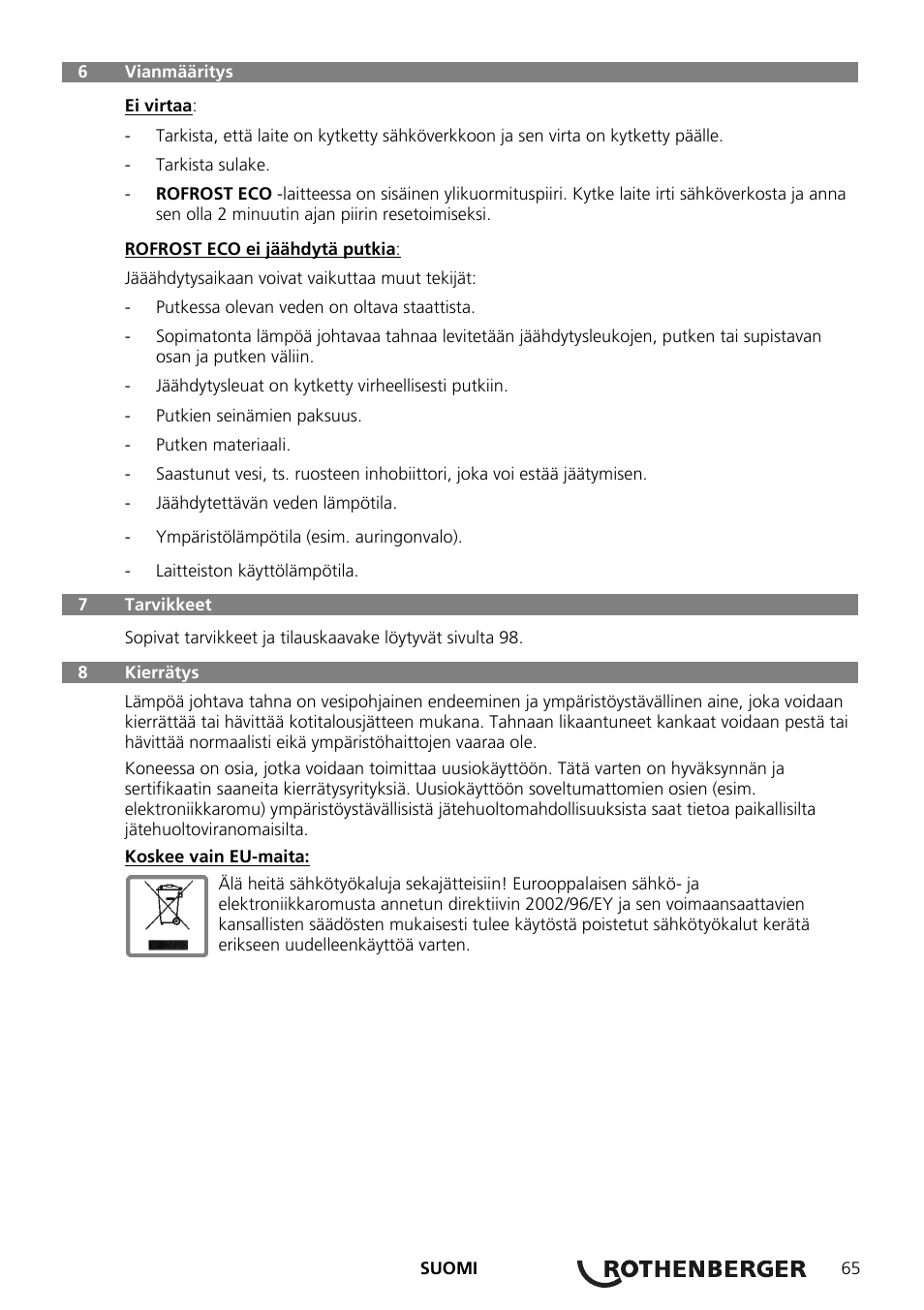 ROTHENBERGER ROFROST ECO User Manual | Page 67 / 104
