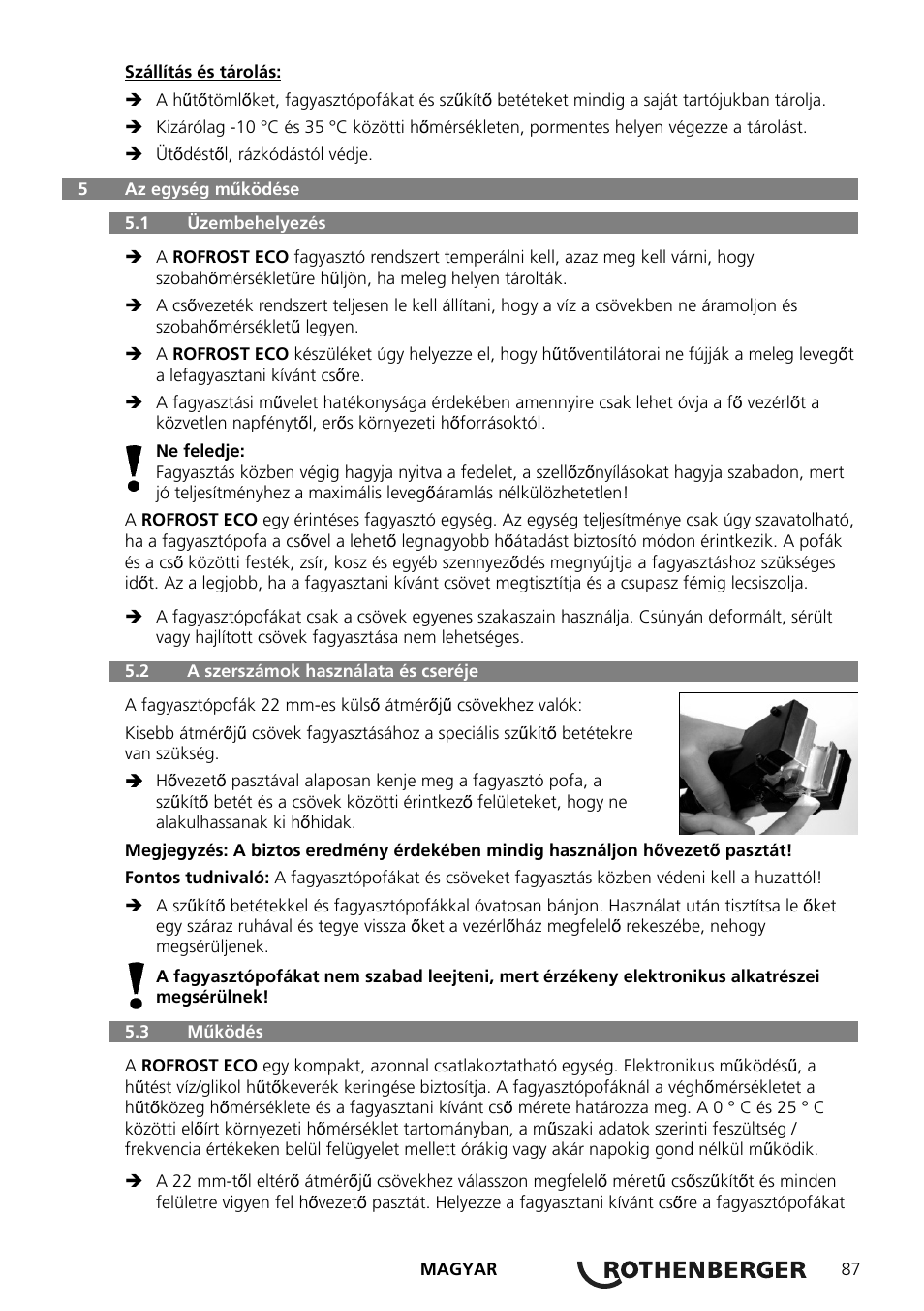 ROTHENBERGER ROFROST ECO User Manual | Page 89 / 104