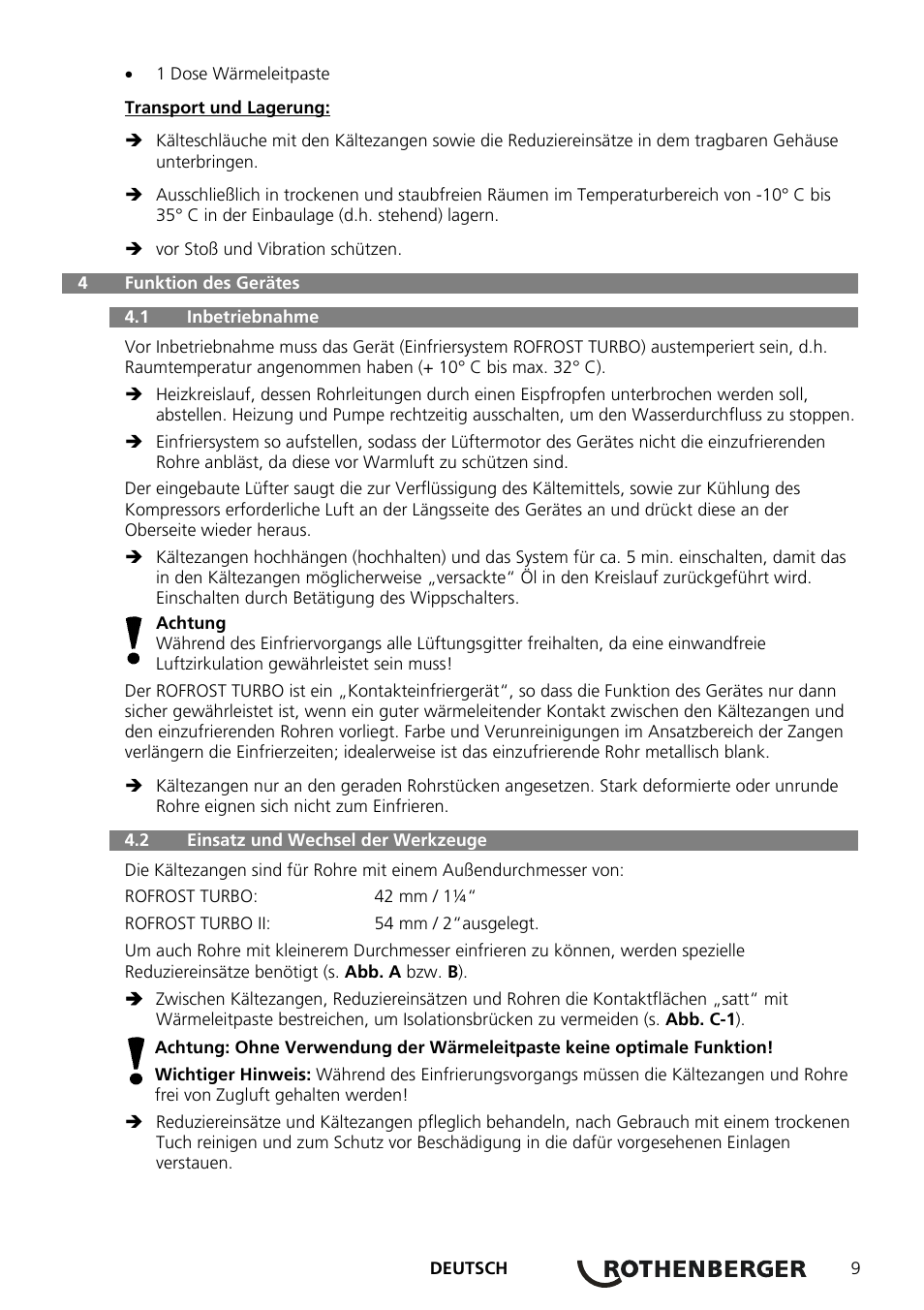 ROTHENBERGER ROFROST TURBO 1.1/4 und 2 User Manual | Page 13 / 108