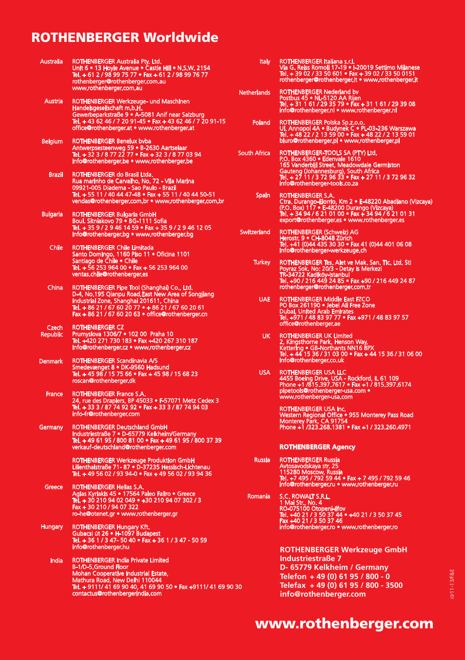 Rothenberger worldwide | ROTHENBERGER Modul ROLOC PLUS User Manual | Page 216 / 216