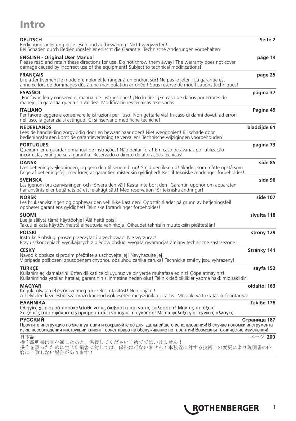 Ba_roloc plus_mittelteil_1113 c, Intro | ROTHENBERGER Modul ROLOC PLUS User Manual | Page 3 / 216