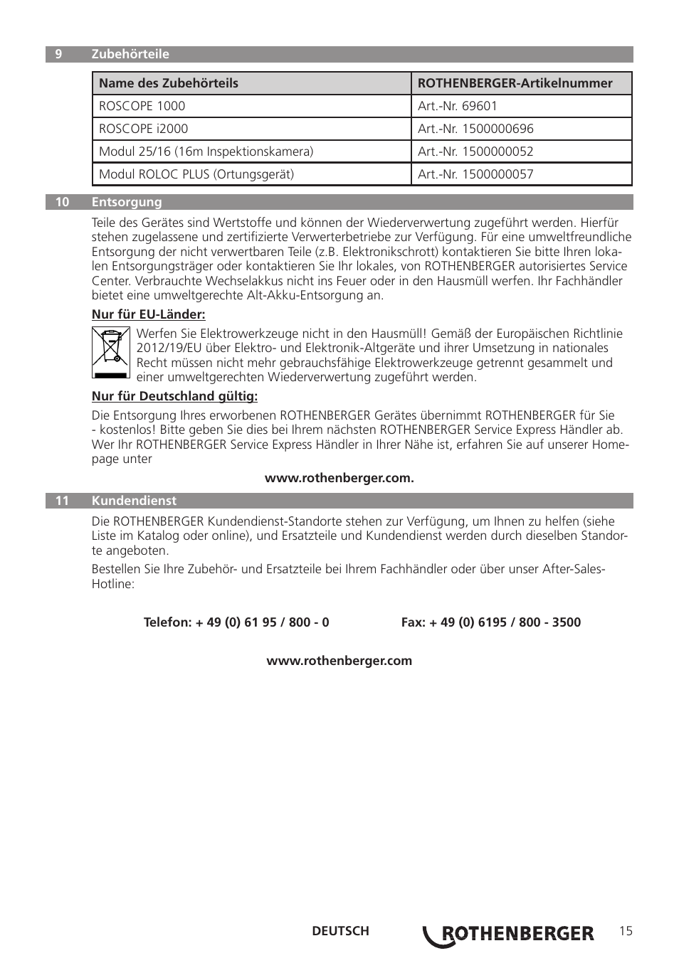 ROTHENBERGER Modul ROSCAN 150 User Manual | Page 17 / 236