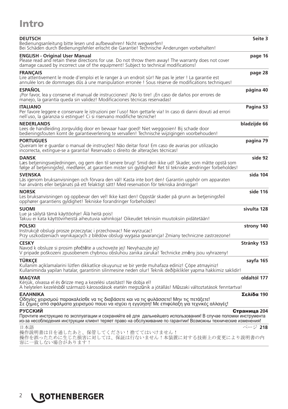 Intro | ROTHENBERGER Modul ROSCAN 150 User Manual | Page 4 / 236