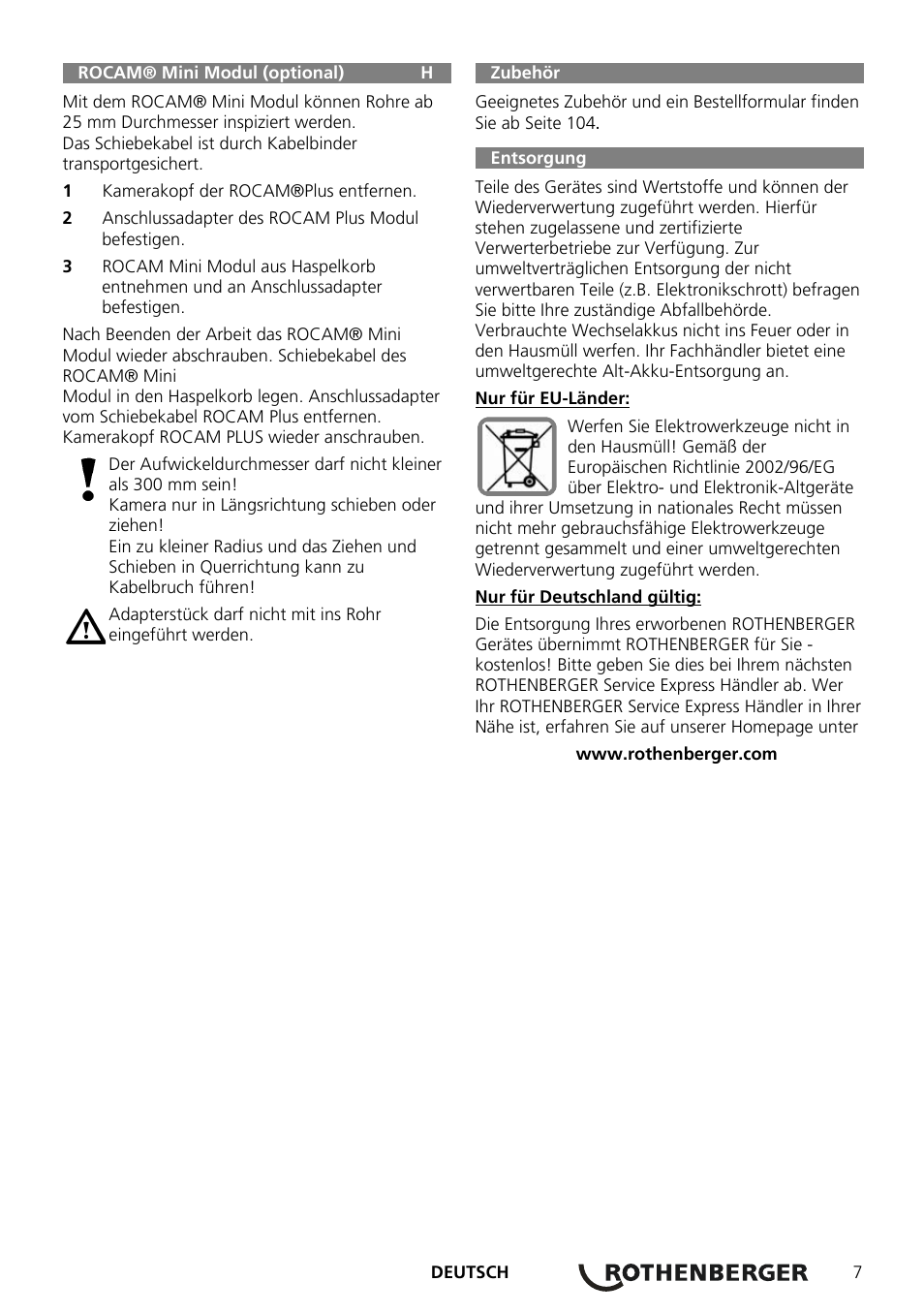 Zubehör | ROTHENBERGER ROCAM Plus User Manual | Page 13 / 116