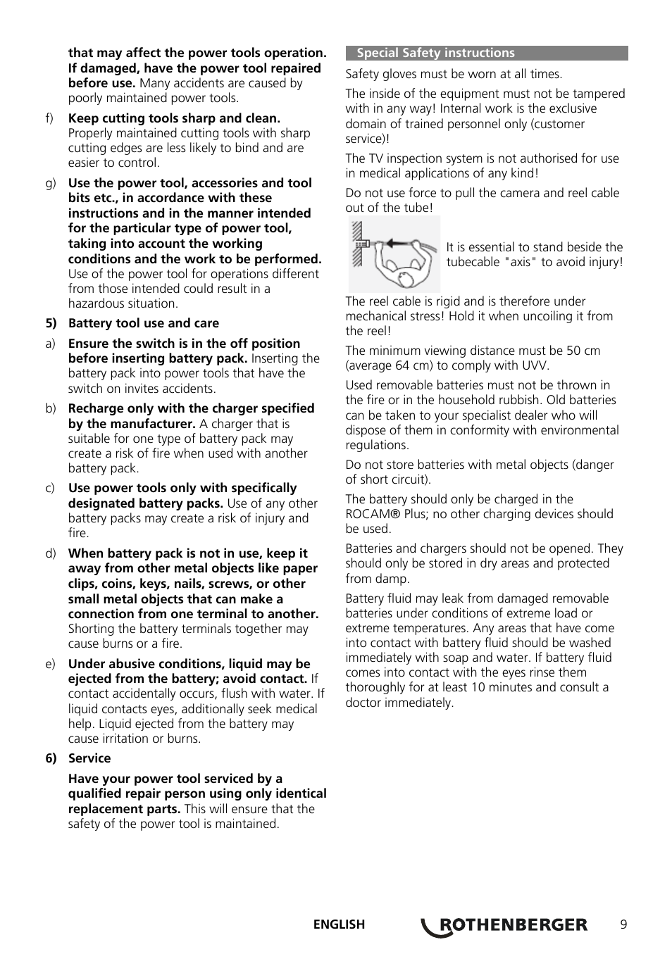 Special safety instructions | ROTHENBERGER ROCAM Plus User Manual | Page 15 / 116