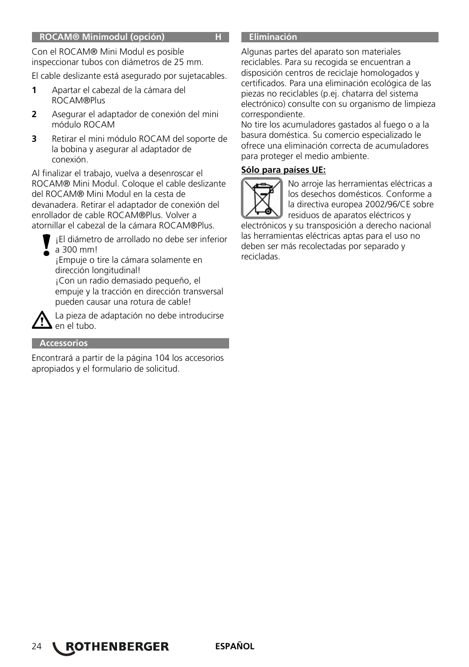 ROTHENBERGER ROCAM Plus User Manual | Page 30 / 116