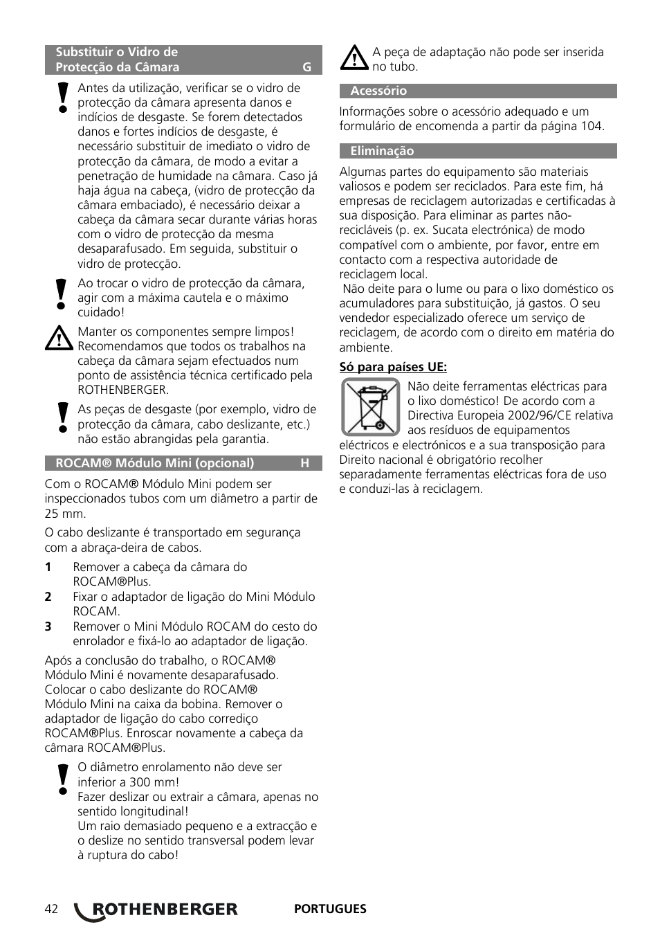 ROTHENBERGER ROCAM Plus User Manual | Page 48 / 116
