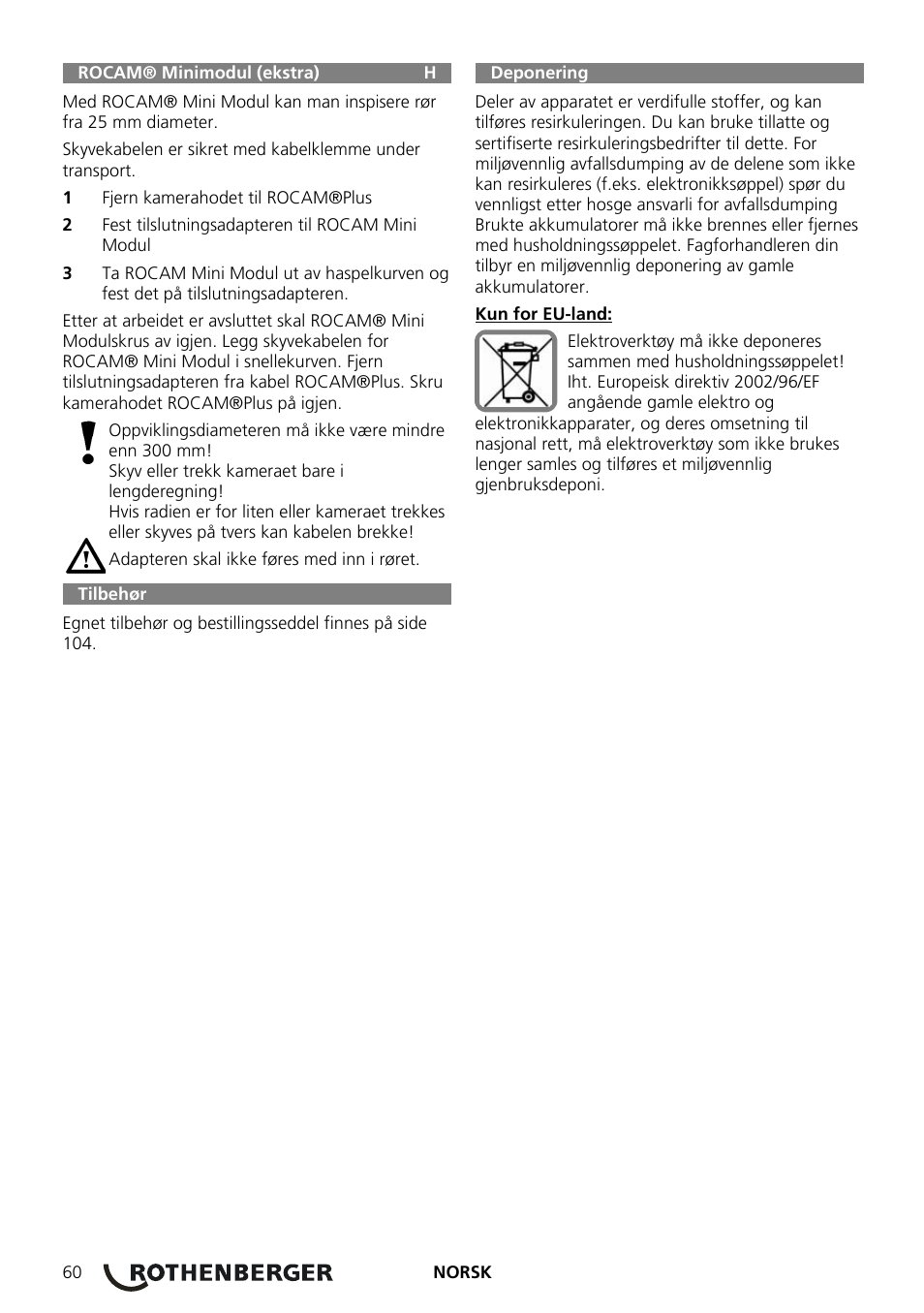 ROTHENBERGER ROCAM Plus User Manual | Page 66 / 116