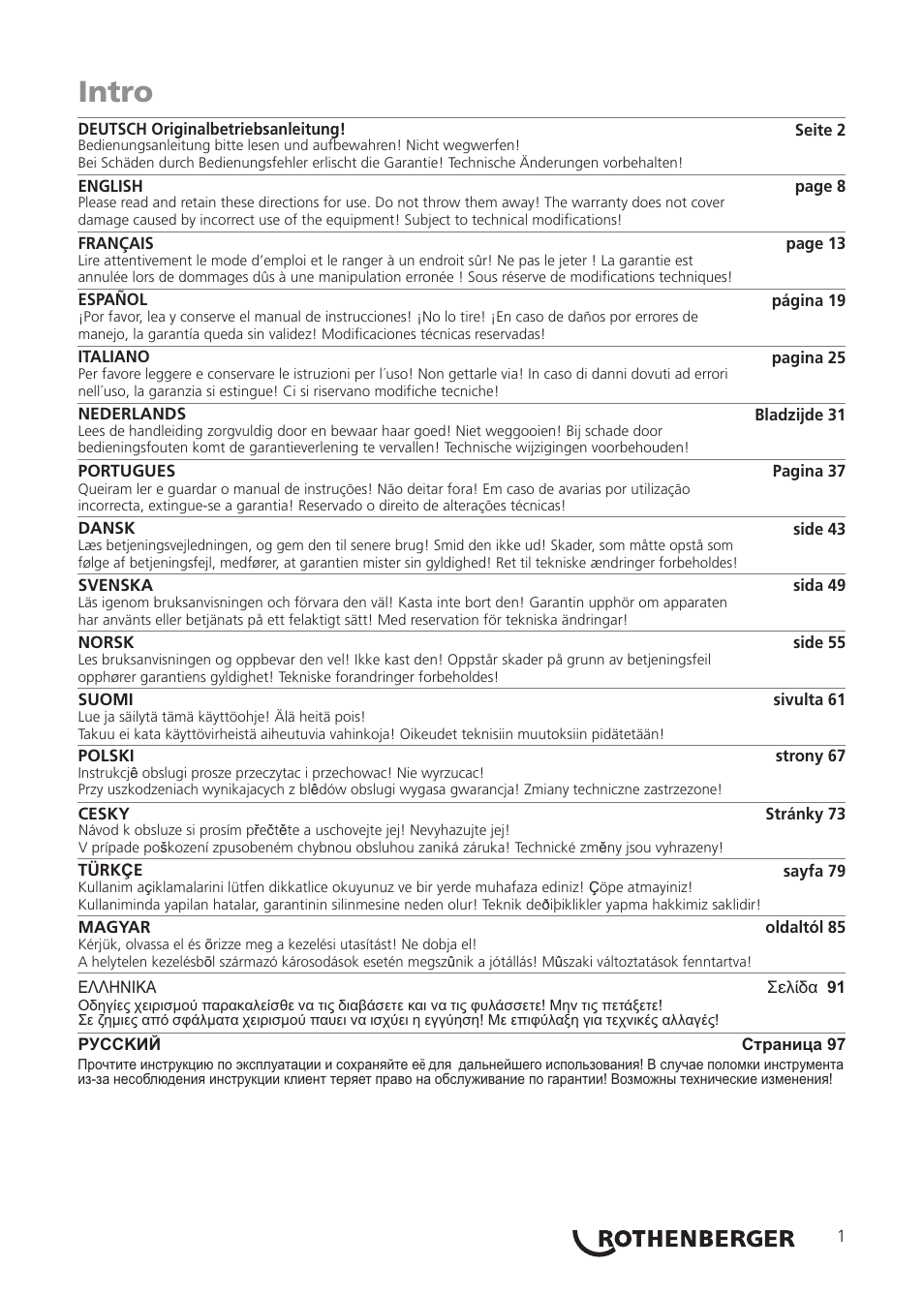 Seite7, Intro | ROTHENBERGER ROCAM Plus User Manual | Page 7 / 116