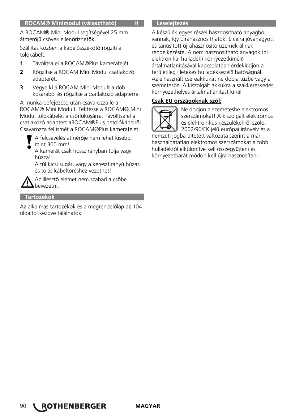 ROTHENBERGER ROCAM Plus User Manual | Page 96 / 116
