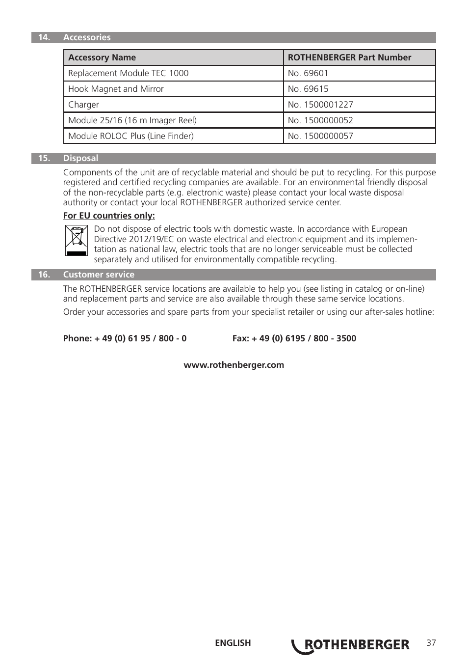 ROTHENBERGER ROSCOPE i2000 User Manual | Page 39 / 308