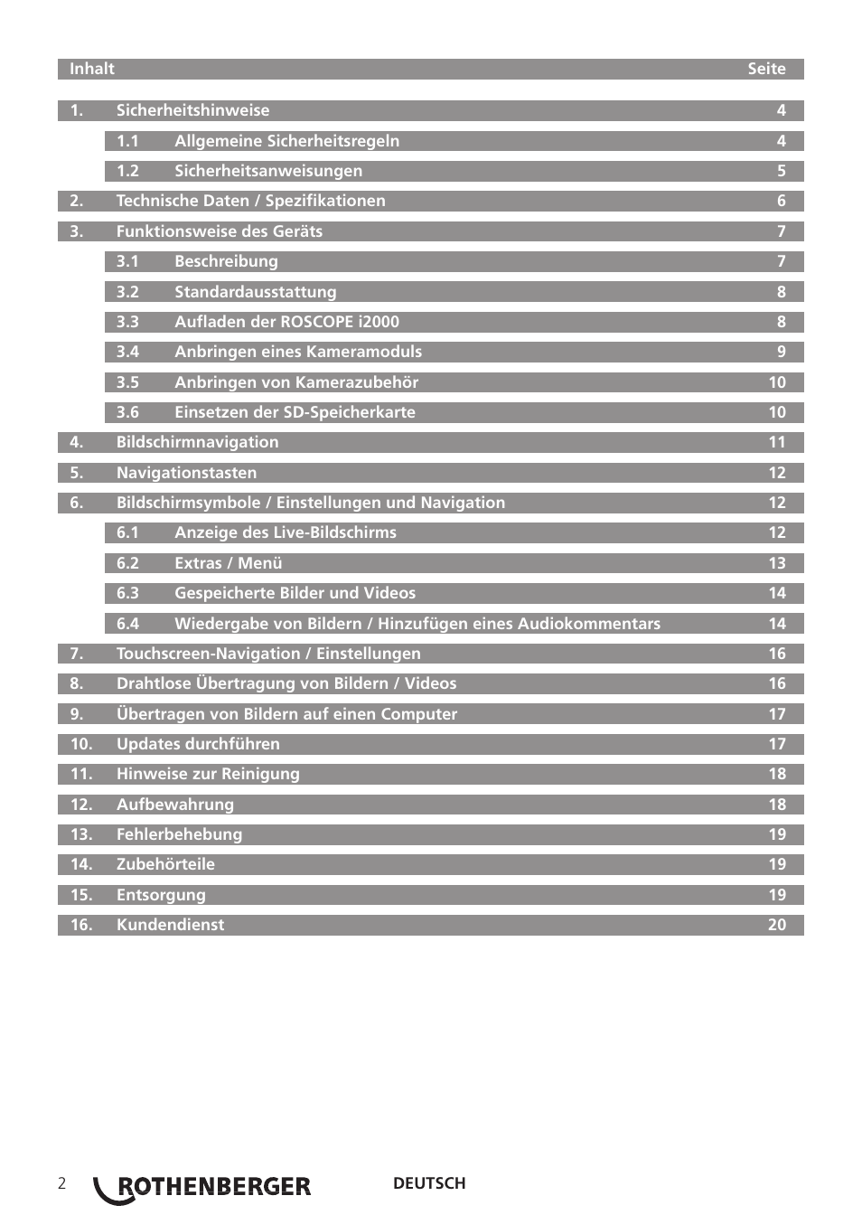 ROTHENBERGER ROSCOPE i2000 User Manual | Page 4 / 308