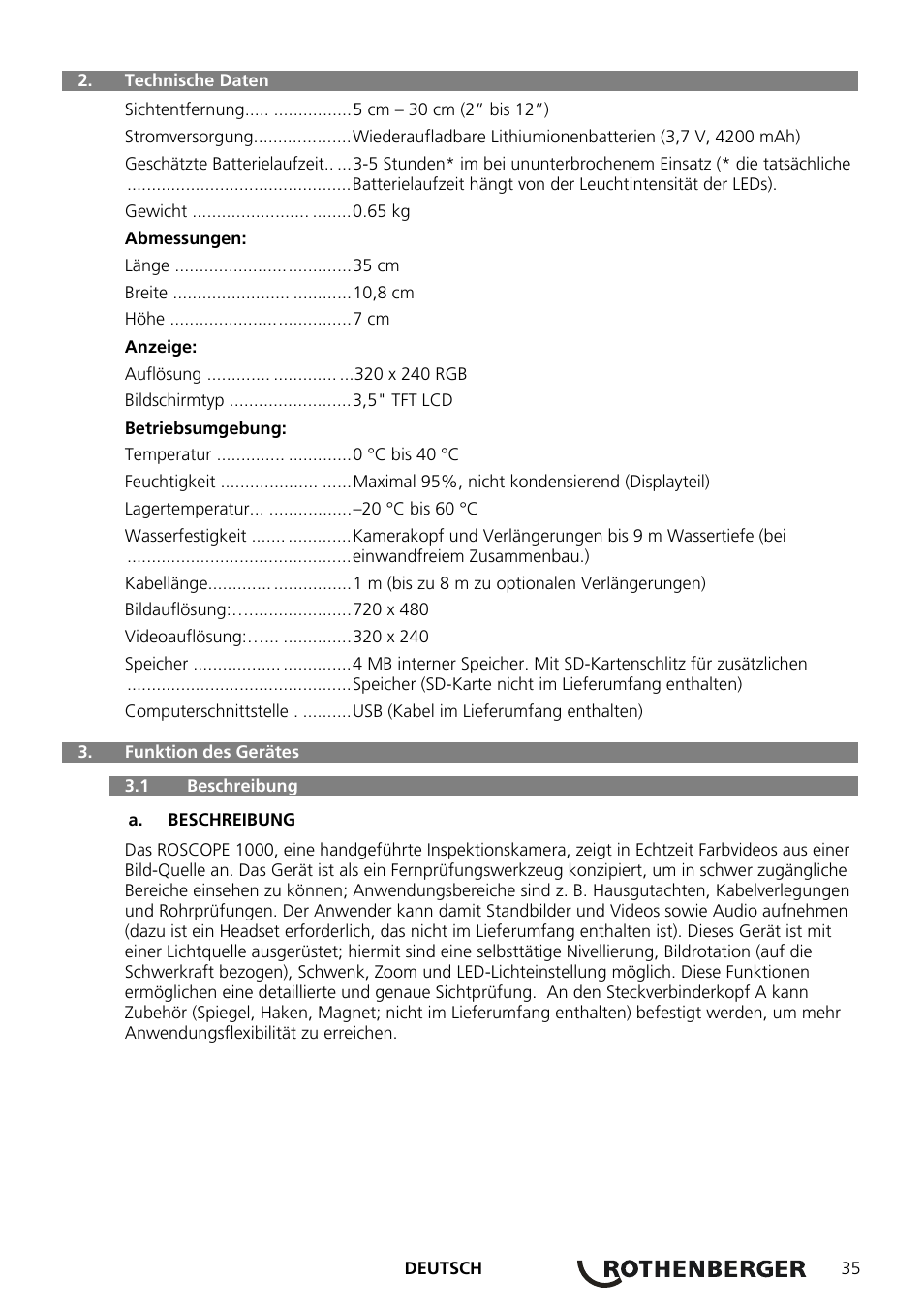 ROTHENBERGER ROSCOPE 1000 Set TEC 1000 User Manual | Page 37 / 96