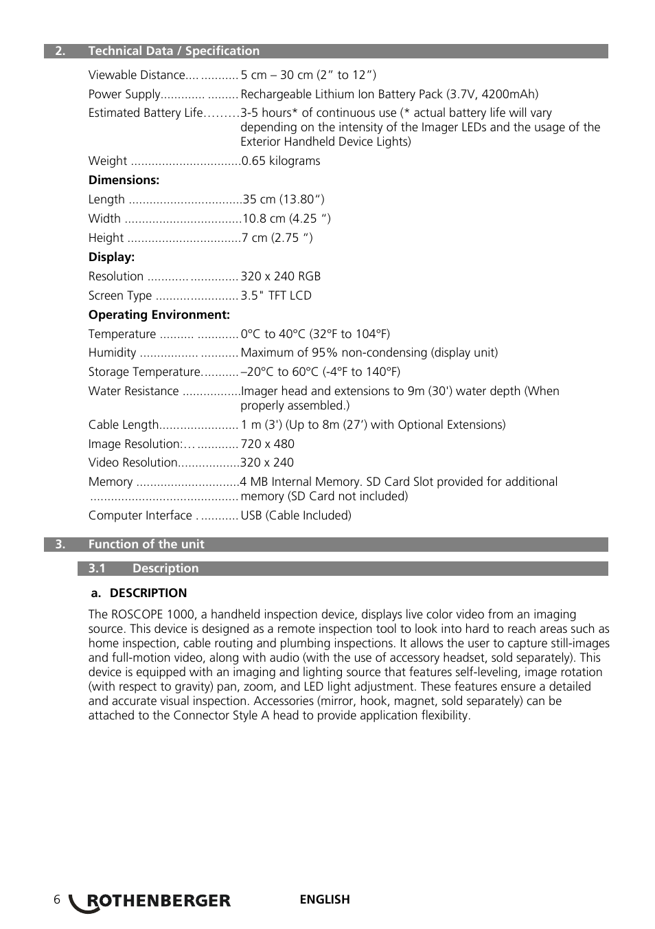 ROTHENBERGER ROSCOPE 1000 Set TEC 1000 User Manual | Page 8 / 96