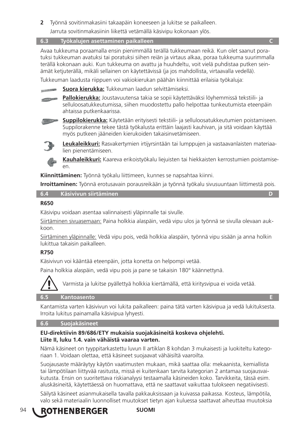 ROTHENBERGER R 750 User Manual | Page 102 / 180