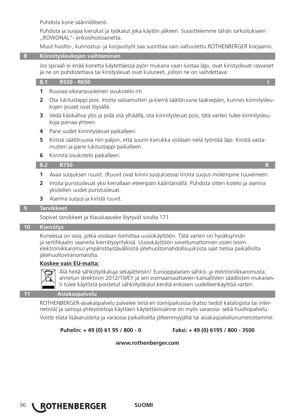 ROTHENBERGER R 750 User Manual | Page 104 / 180
