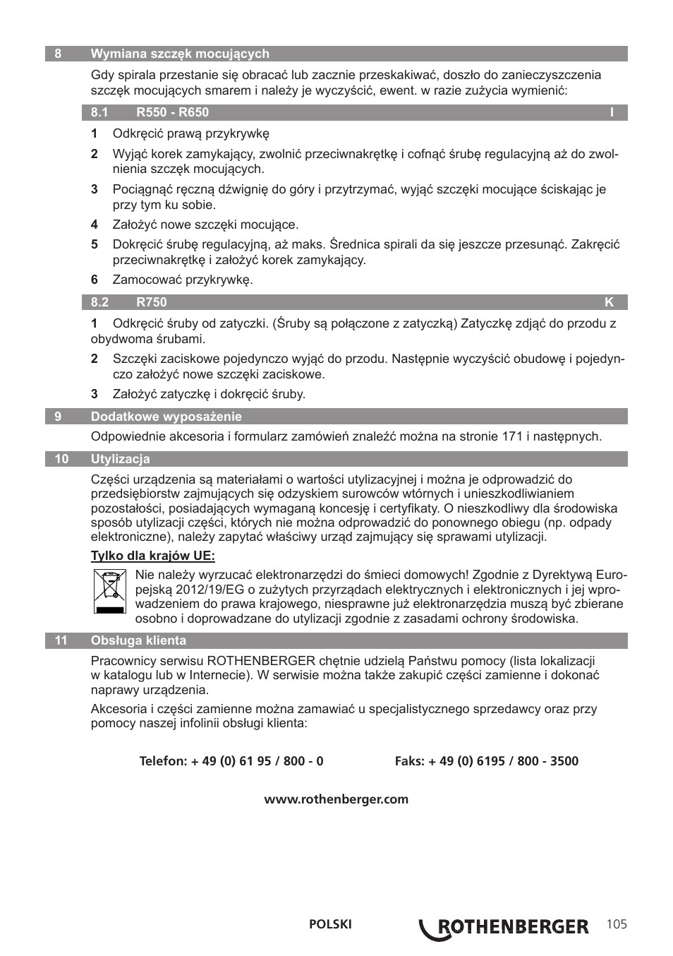ROTHENBERGER R 750 User Manual | Page 113 / 180