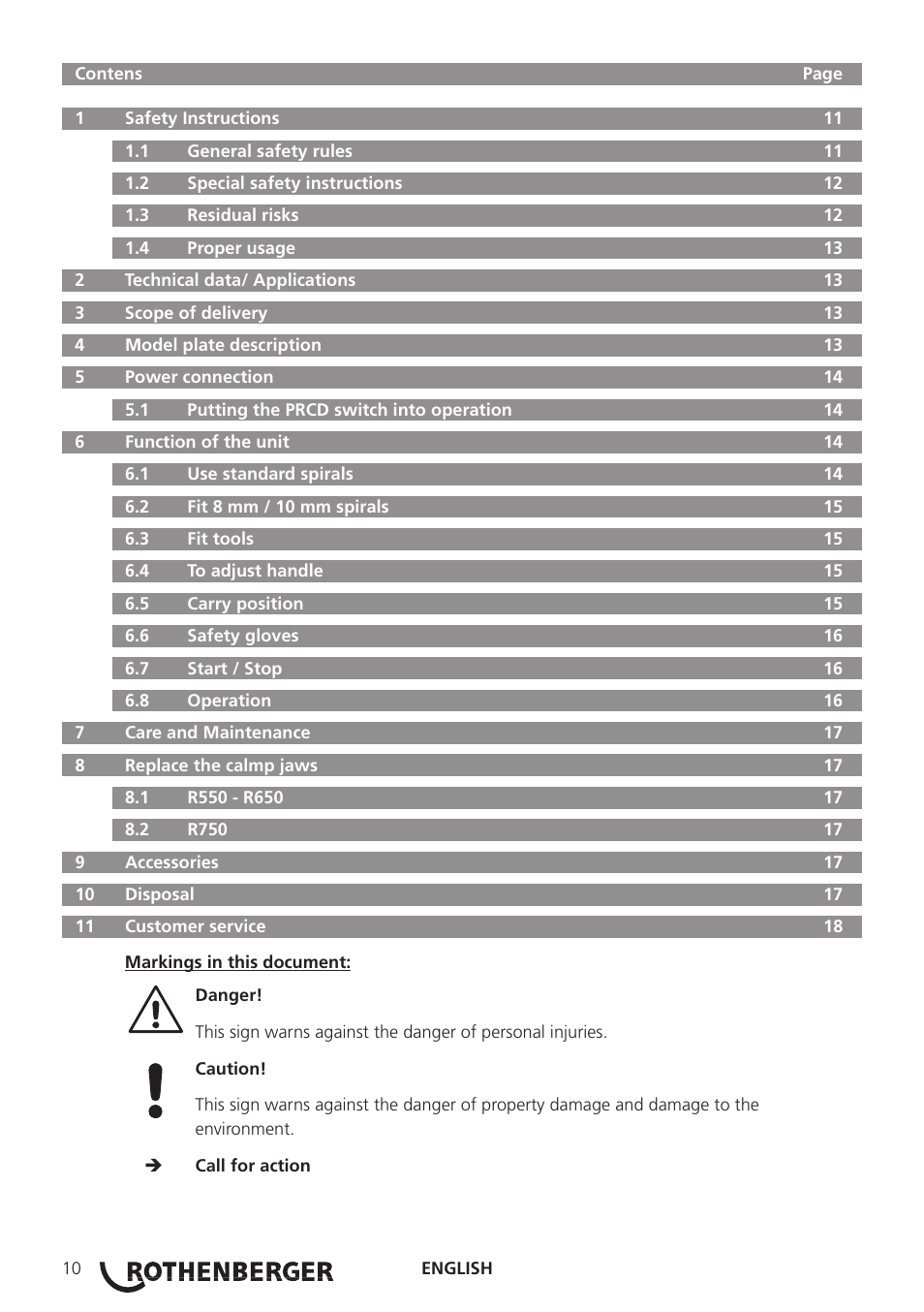 ROTHENBERGER R 750 User Manual | Page 18 / 180