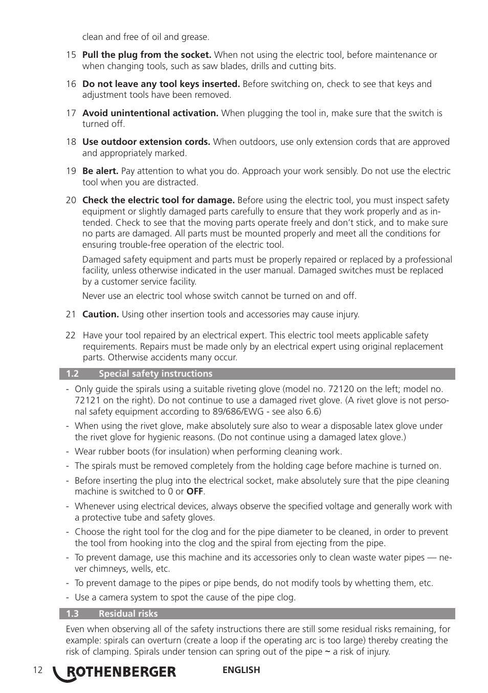 ROTHENBERGER R 750 User Manual | Page 20 / 180