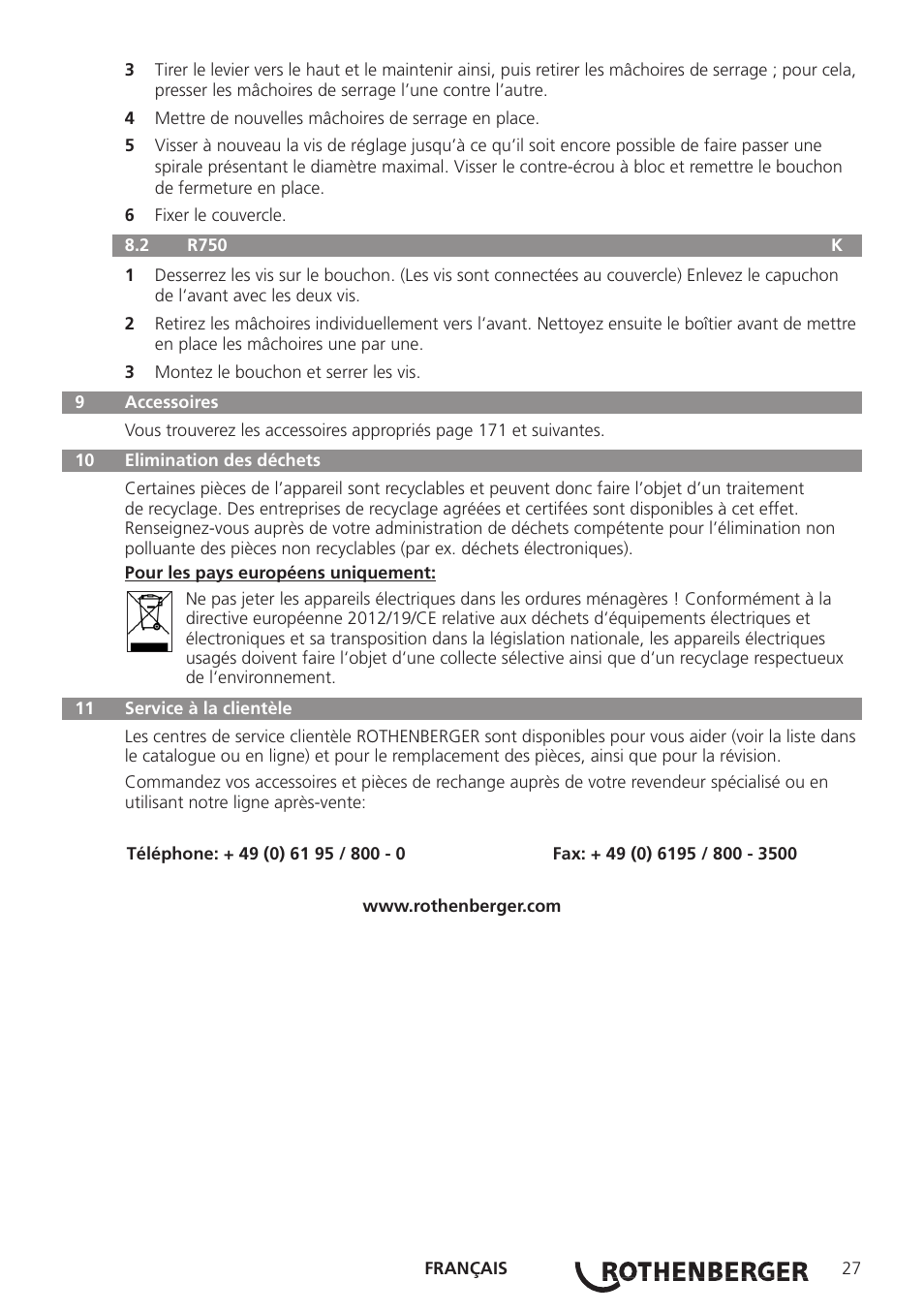 ROTHENBERGER R 750 User Manual | Page 35 / 180