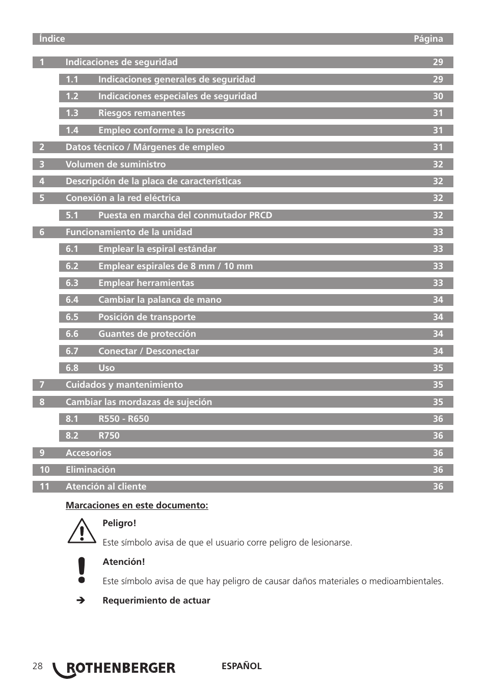 ROTHENBERGER R 750 User Manual | Page 36 / 180