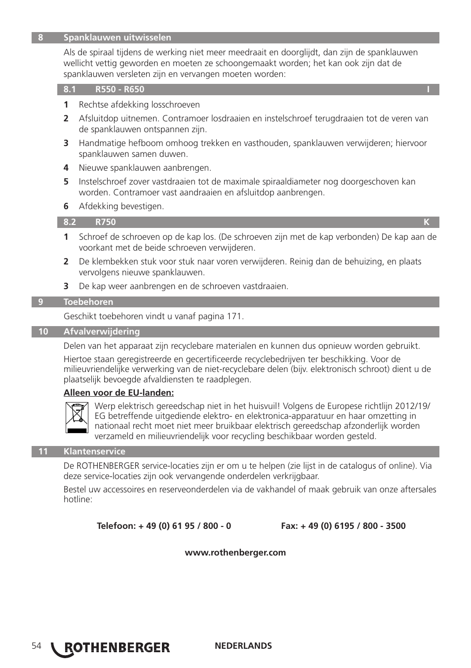 ROTHENBERGER R 750 User Manual | Page 62 / 180