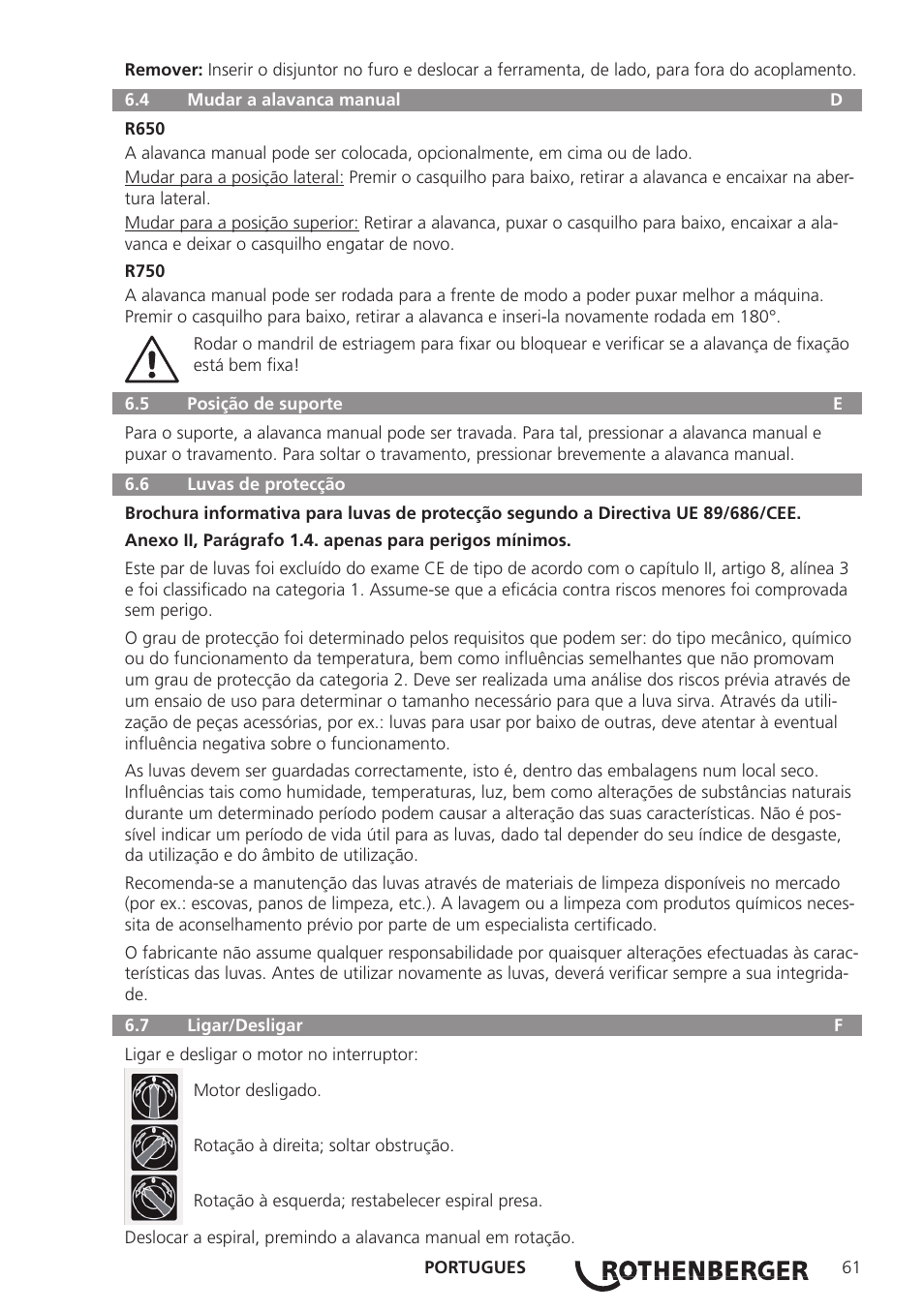 ROTHENBERGER R 750 User Manual | Page 69 / 180