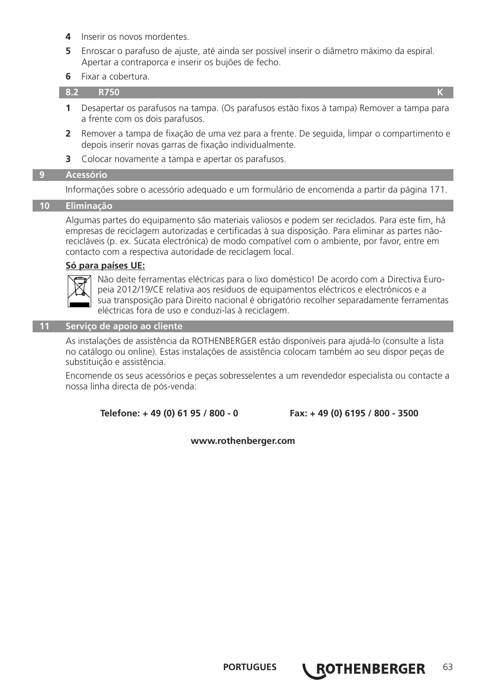 ROTHENBERGER R 750 User Manual | Page 71 / 180