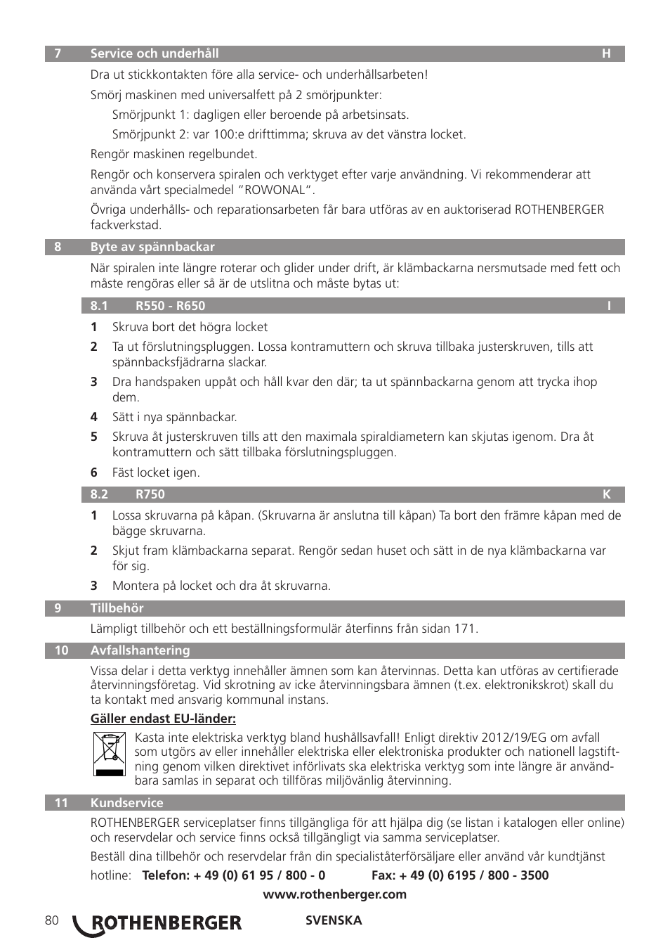 ROTHENBERGER R 750 User Manual | Page 88 / 180