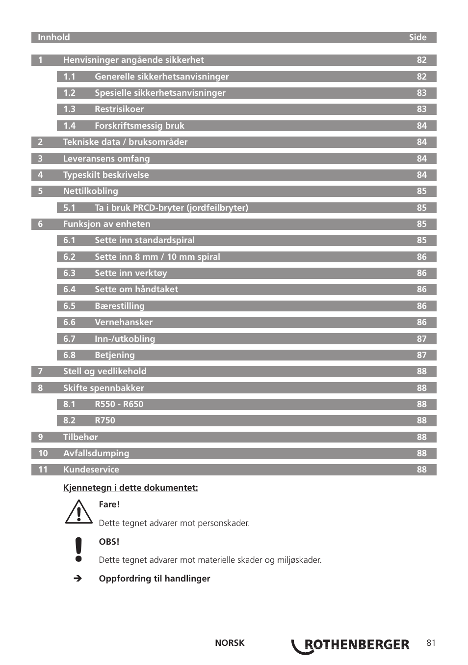 ROTHENBERGER R 750 User Manual | Page 89 / 180