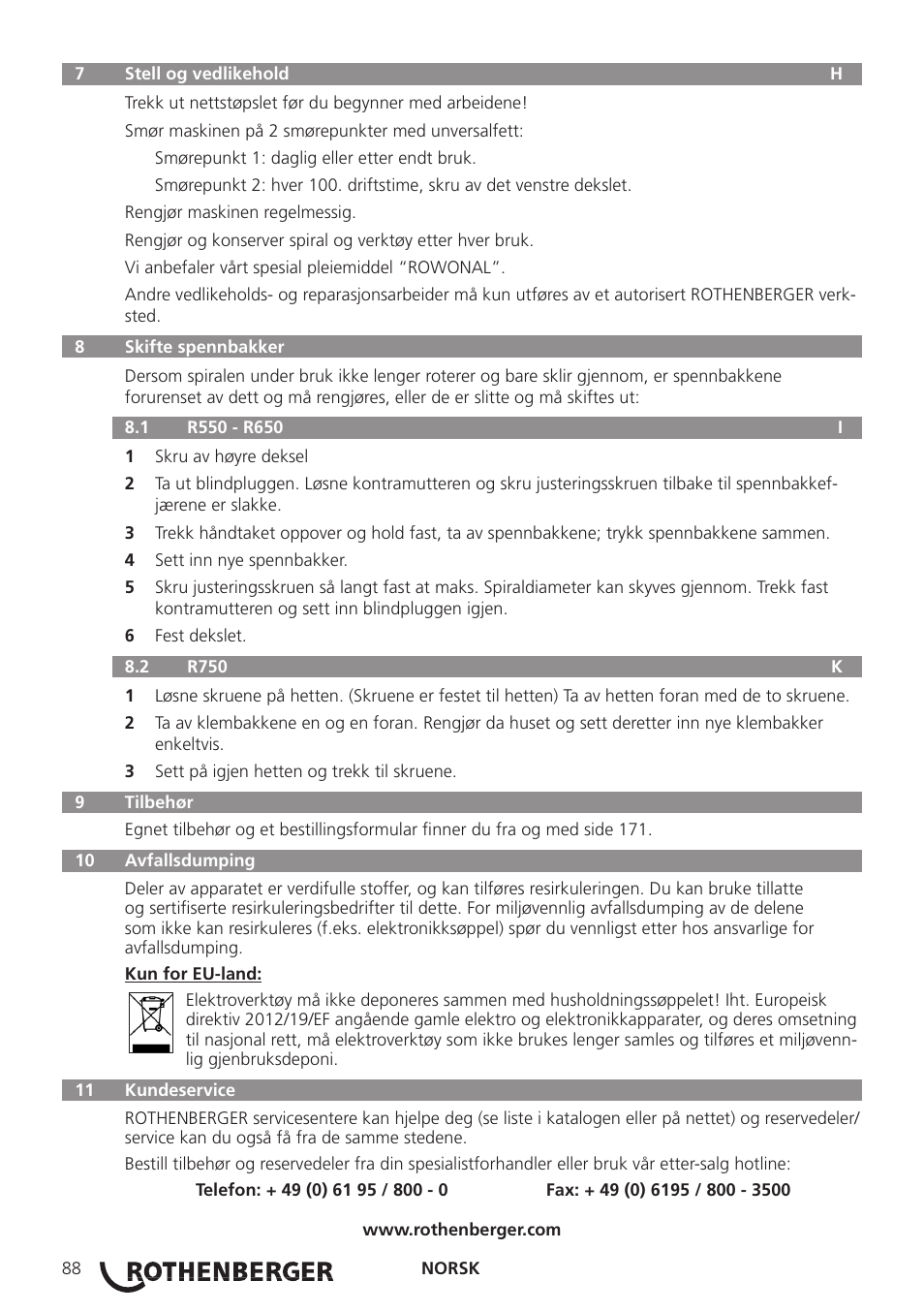 ROTHENBERGER R 750 User Manual | Page 96 / 180