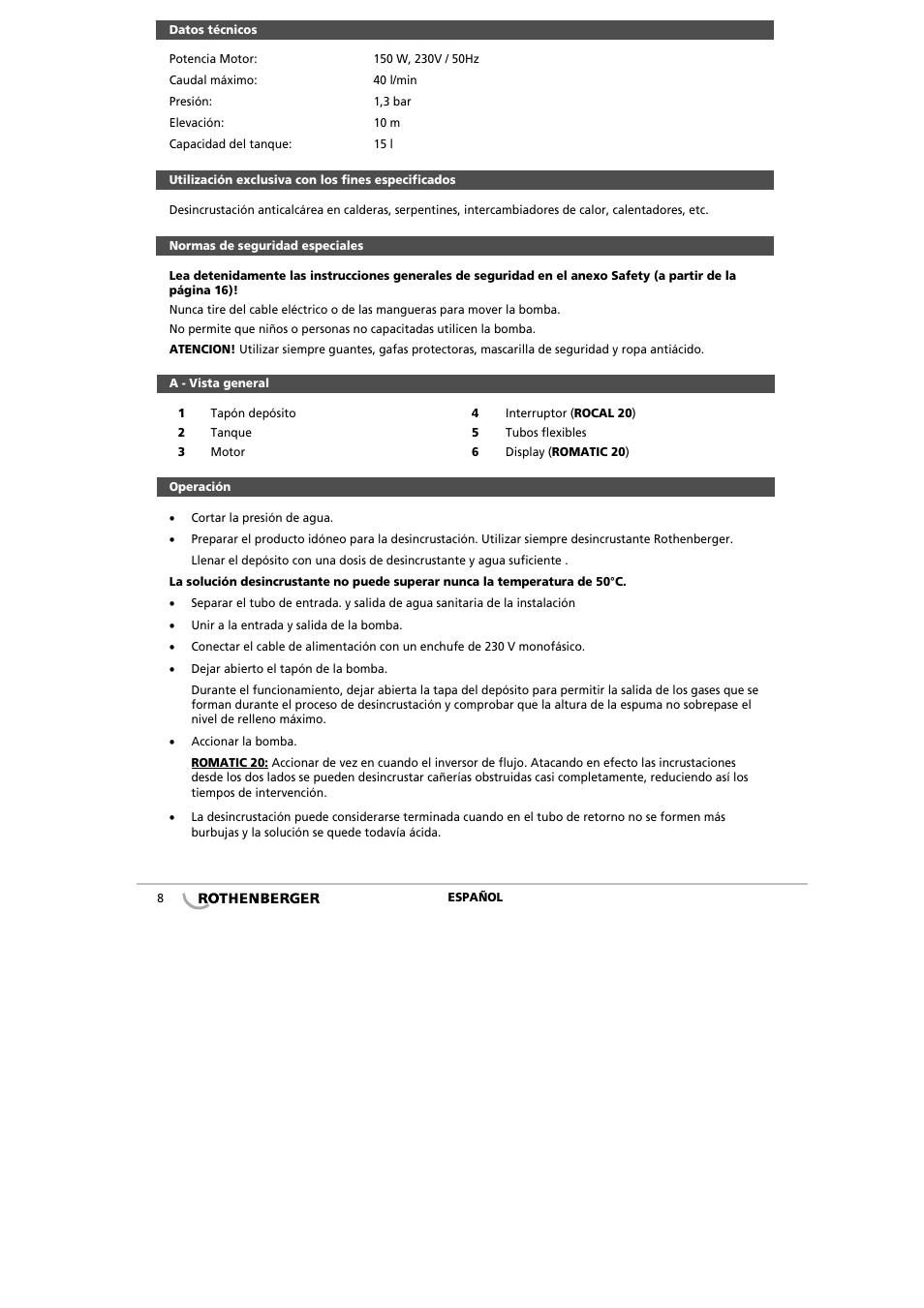 ROTHENBERGER ROCAL 20/ROMATIC 20 User Manual | Page 10 / 36