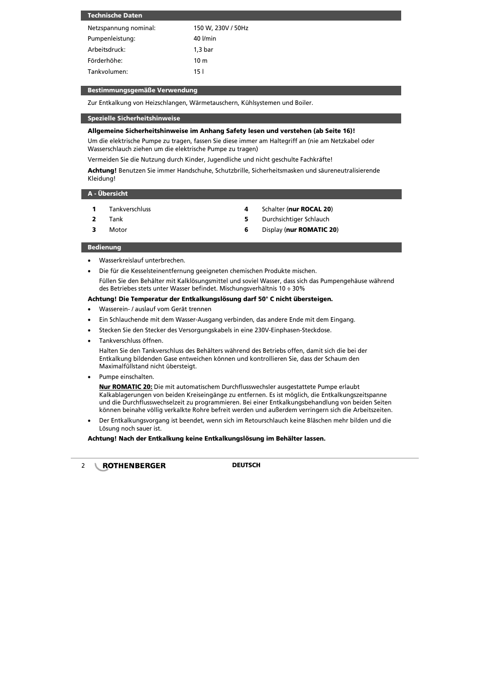 ROTHENBERGER ROCAL 20/ROMATIC 20 User Manual | Page 4 / 36