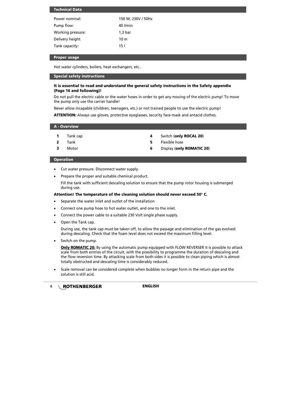 ROTHENBERGER ROCAL 20/ROMATIC 20 User Manual | Page 6 / 36