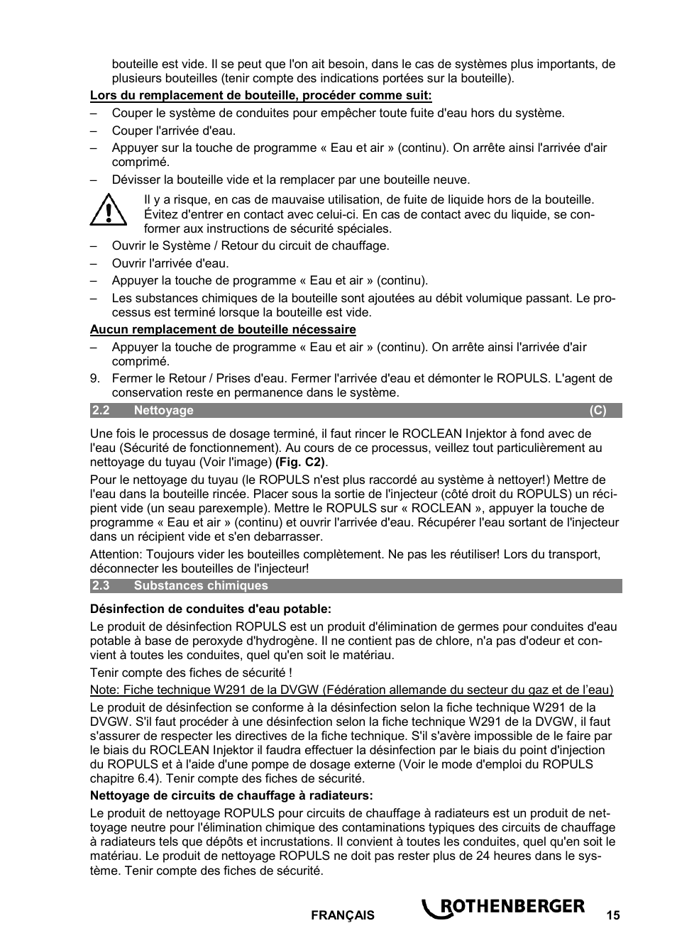 ROTHENBERGER ROCLEAN Injektor User Manual | Page 17 / 44