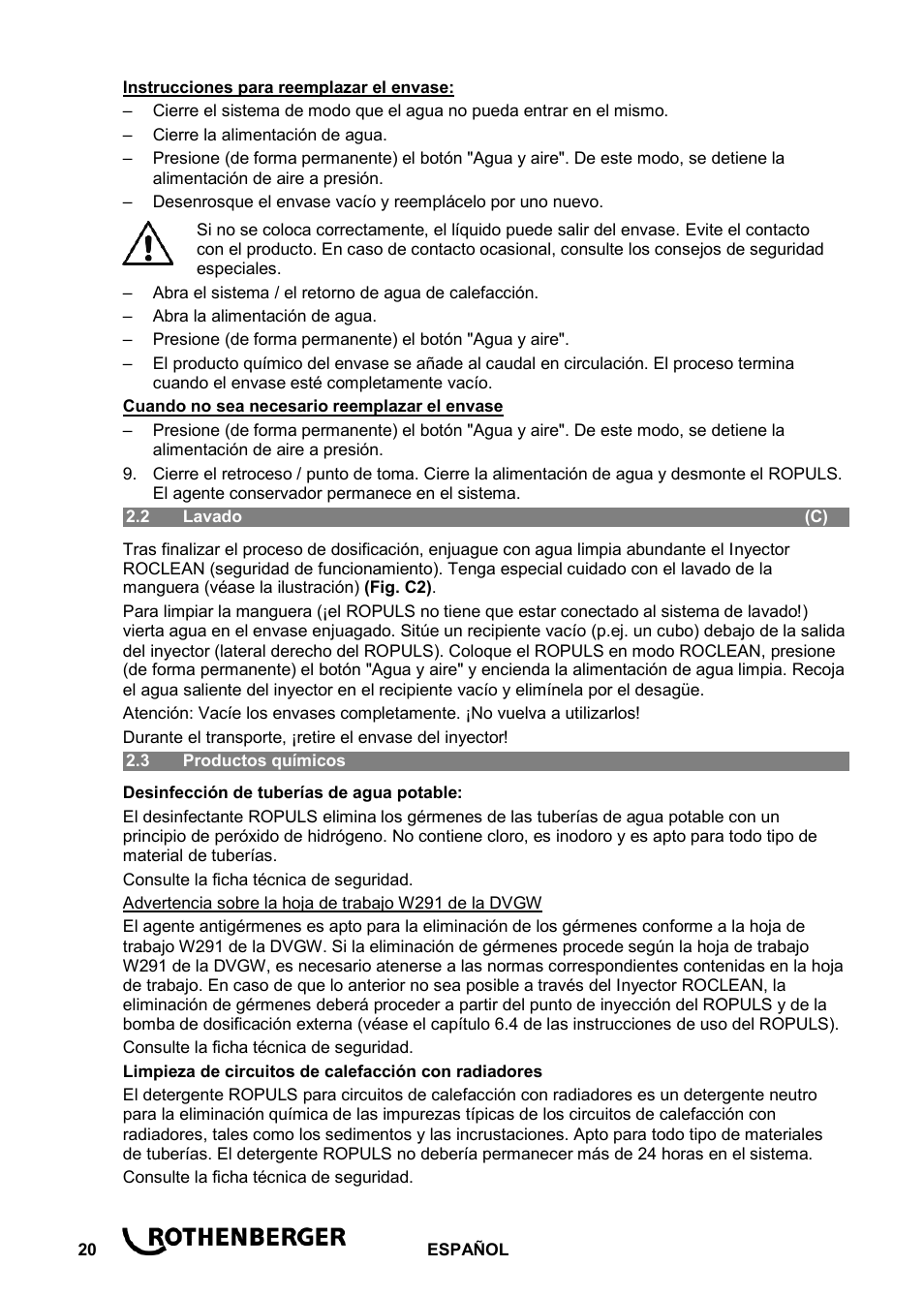 ROTHENBERGER ROCLEAN Injektor User Manual | Page 22 / 44