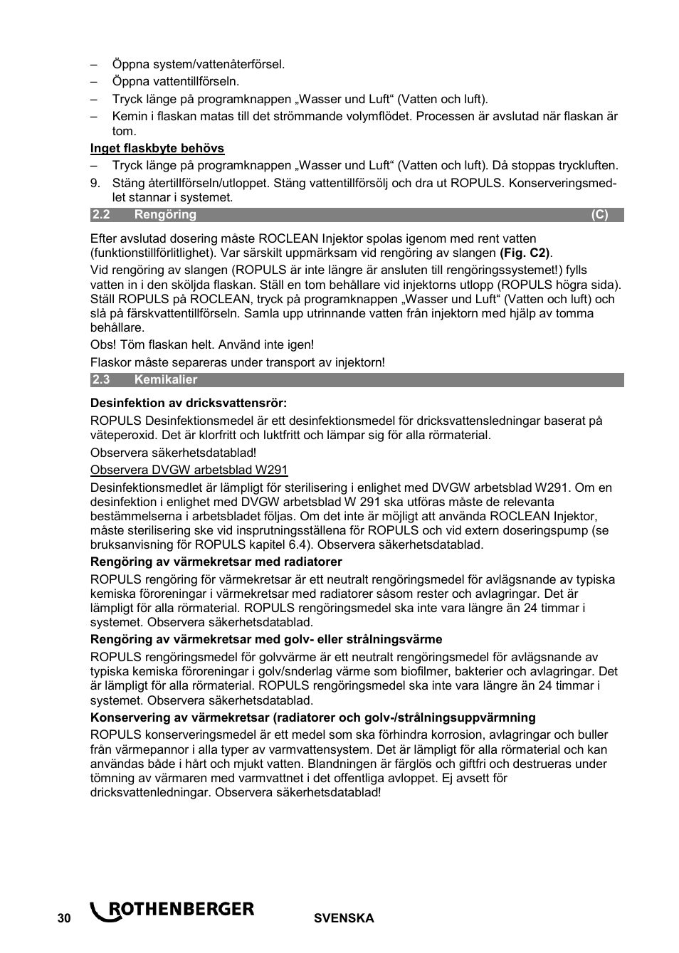 ROTHENBERGER ROCLEAN Injektor User Manual | Page 32 / 44
