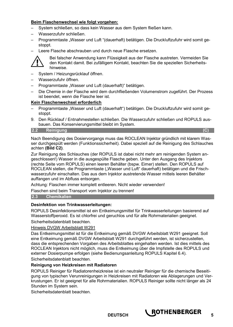 ROTHENBERGER ROCLEAN Injektor User Manual | Page 7 / 44