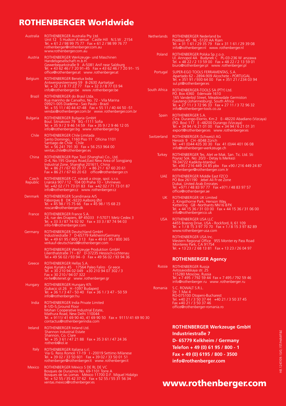Rothenberger worldwide | ROTHENBERGER ROSPEED 3F User Manual | Page 108 / 108