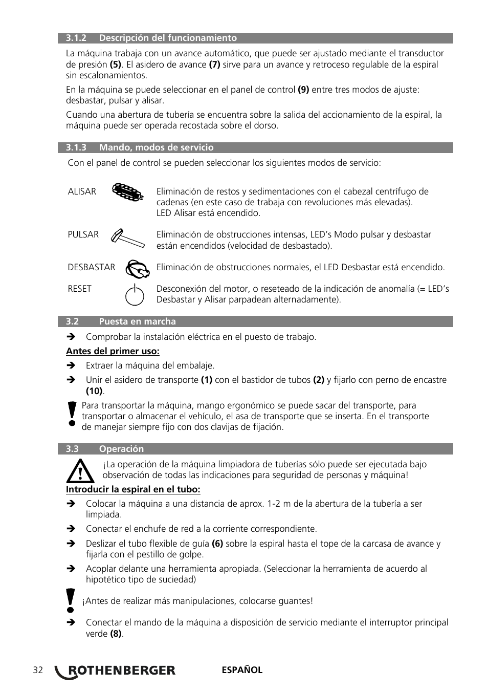 ROTHENBERGER ROSPEED 3F User Manual | Page 36 / 108