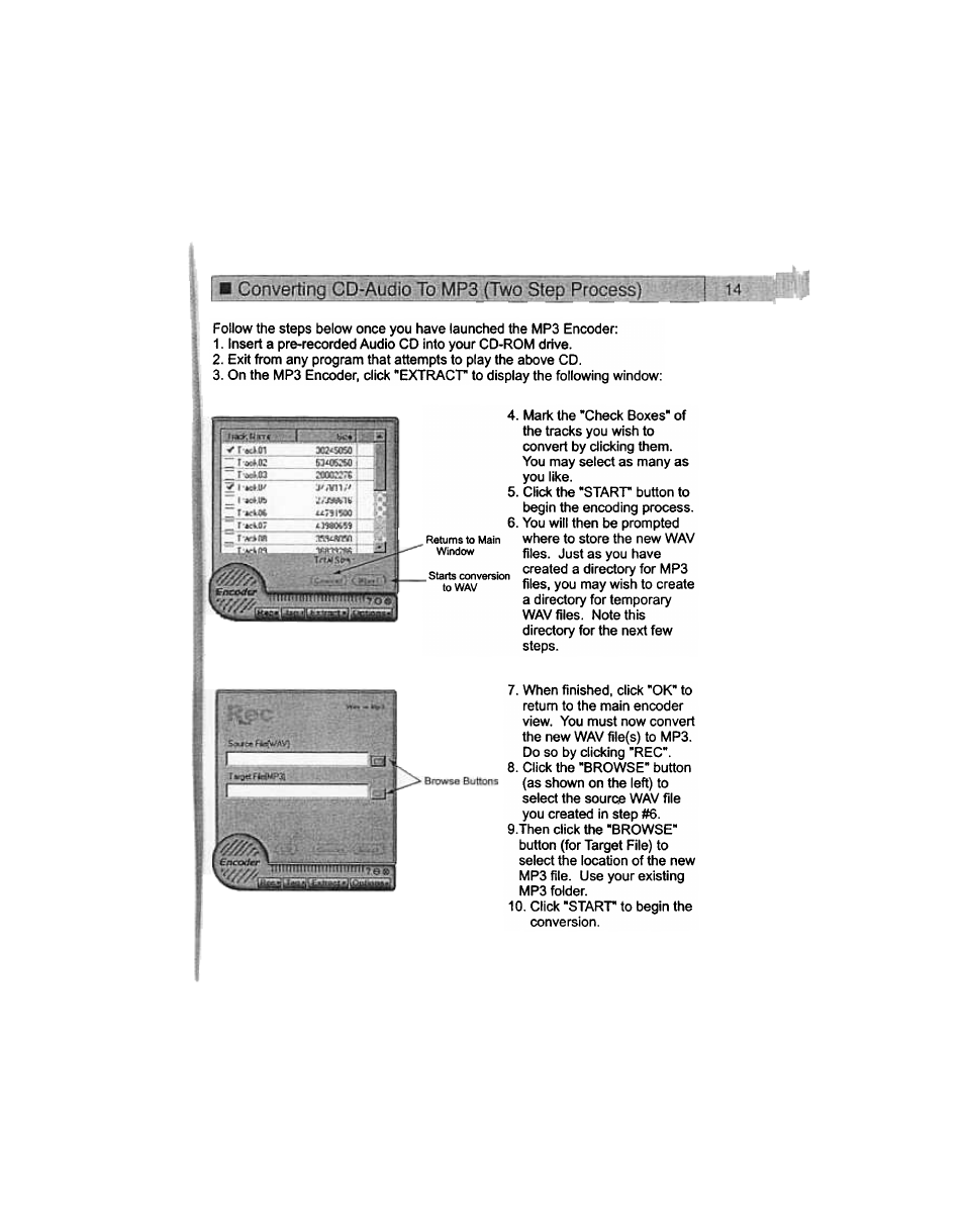 Convgrting gd-audio to imp 3 (iw, Step process) 14 | Audiovox MP-1000 User Manual | Page 16 / 42