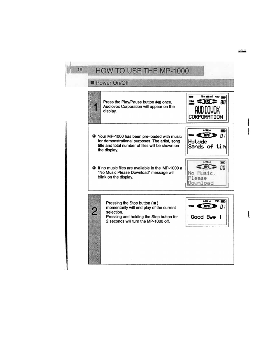 Audiovox MP-1000 User Manual | Page 21 / 42