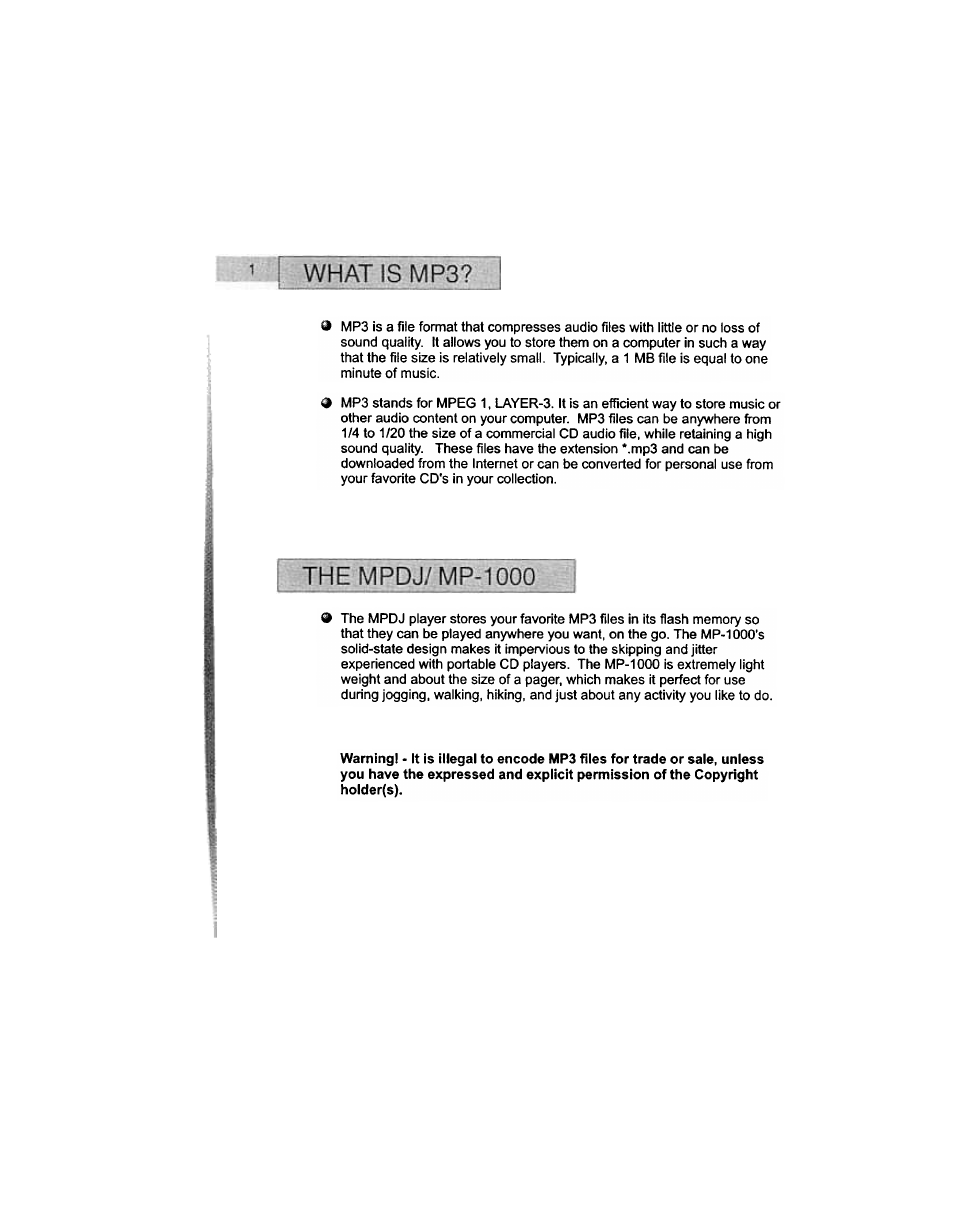 Whatis mp3 | Audiovox MP-1000 User Manual | Page 3 / 42